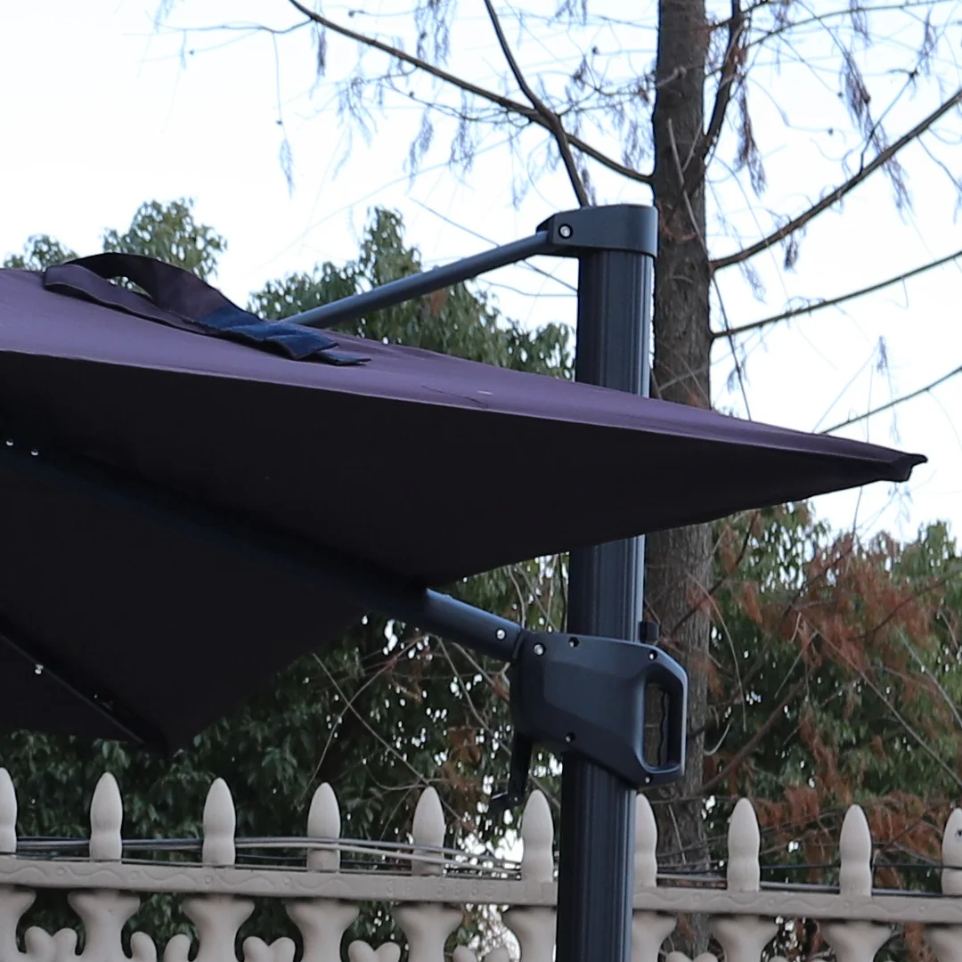 Wholesale Commercial Large Solar Cantilever Patio Umbrella Shade Outdoor LED Roman Pemisula Umbrella Parasol