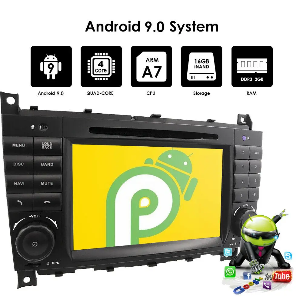 
iPoster hot-selling Car stereo Sat Nav WIFI DVD for C/CLC/CLK Class W203 W209 Android 9.0 Mercedes 