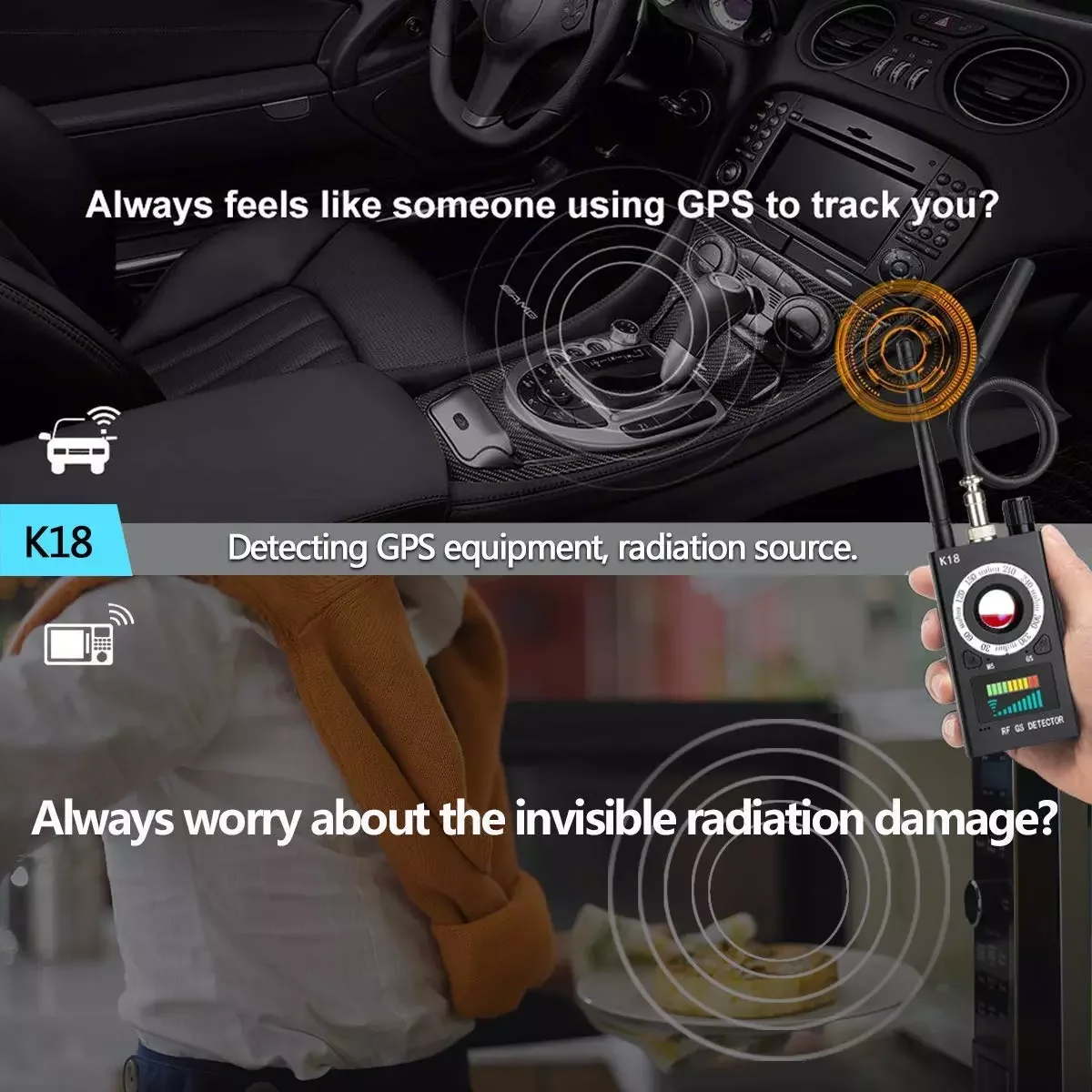 K18 Radio Frequency Detector Finder Home Office Anti Spy Detector Wireless Hidden Camera Detector Camera Scanner