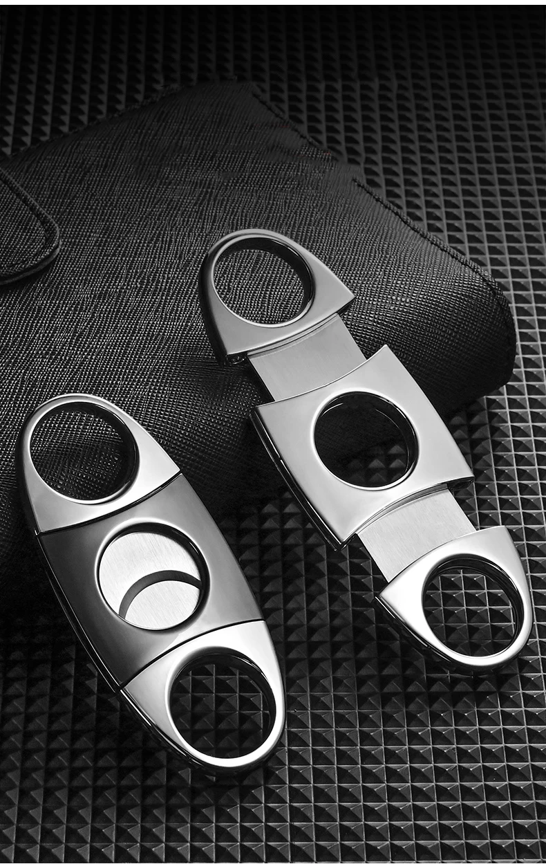 Stainless Steel Guillotine Double Cut Round Head Scissors Sharp Blades Pocket Size Classic Comfortable Cigar Cutter
