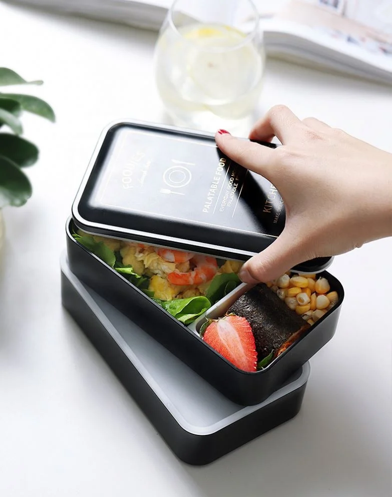 New Fashion Lunch Box Lunch Office Worker Student Double Layer Microwave Oven Heating Separate Large Fruit Salad Lunch Box Set