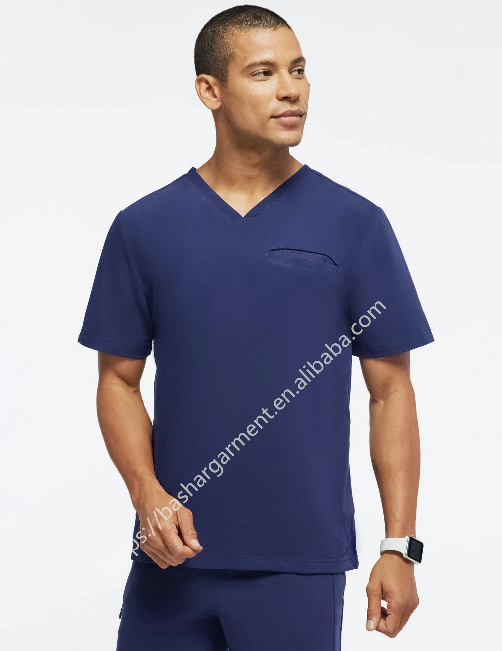 Contrast navy blue man Medical Uniform scrubs custom scrubs uniforms sets for men