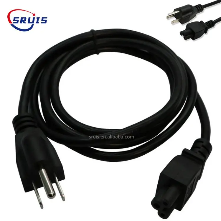 C15 Lockable Extention Cord USA Black Cable 3 Pin USA Plug Connector Ac C15 Power Cable For Industrial Equipment