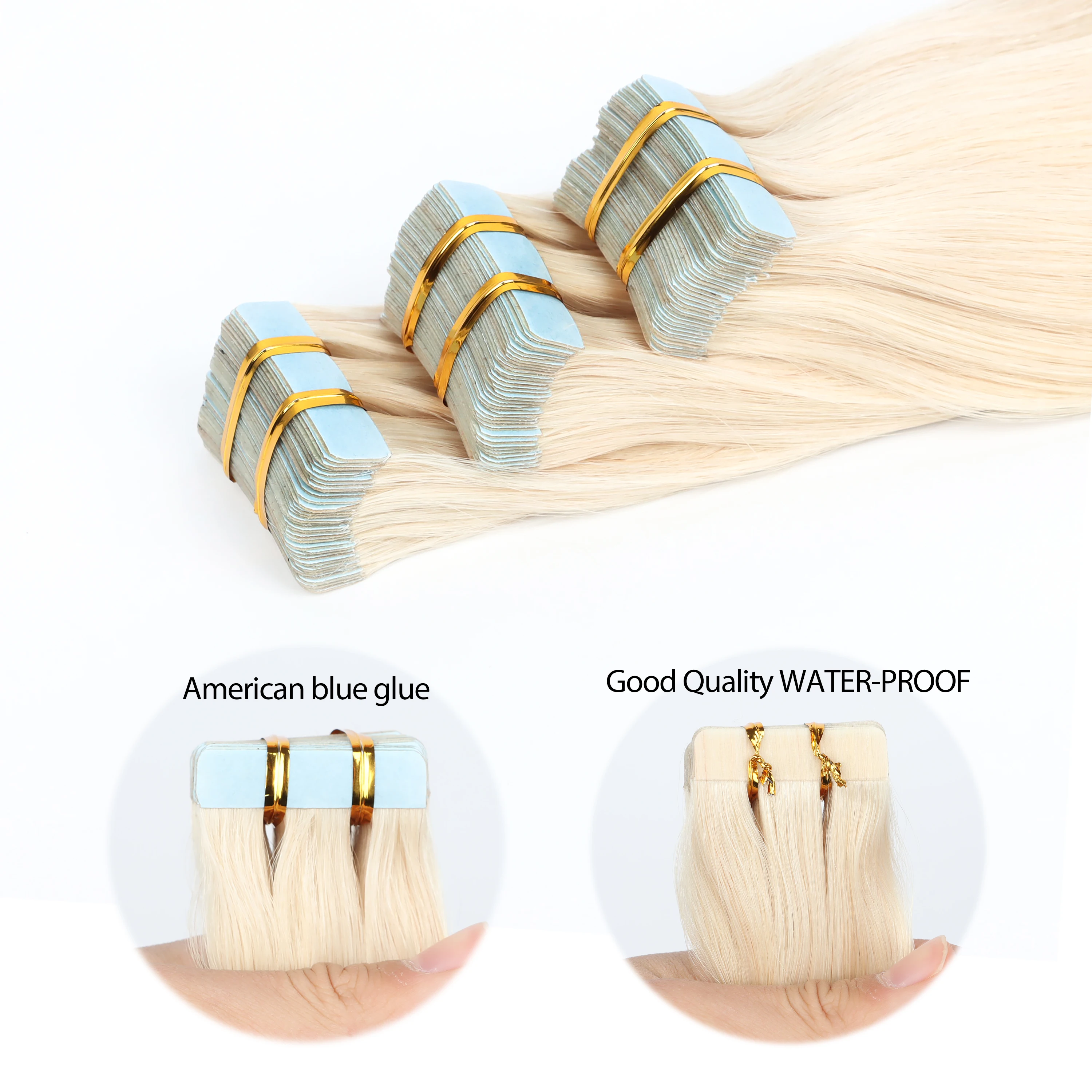 Factory Price 100g  Double Drawn Russian Cuticle Virgin Remy Salon Tape in Extensions Human Hair