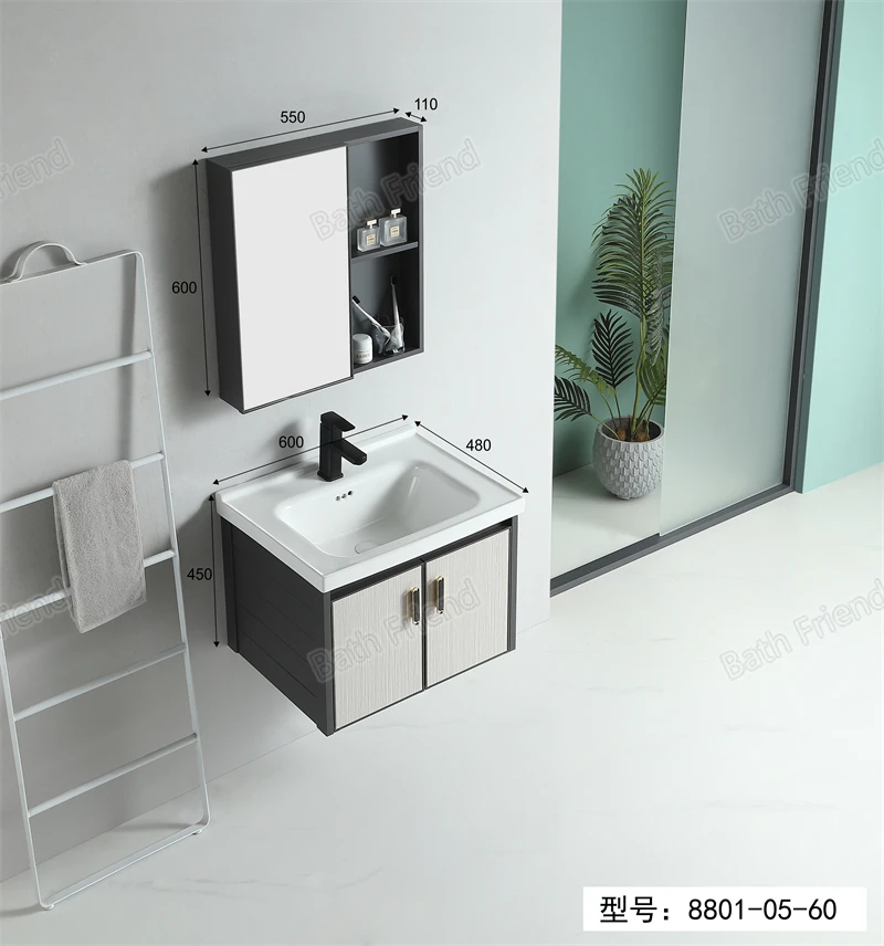 Factory Price Big Production Aluminium Vanity Lighted Mirror Makeup Cabinets Different Size Bathroom Cabinet