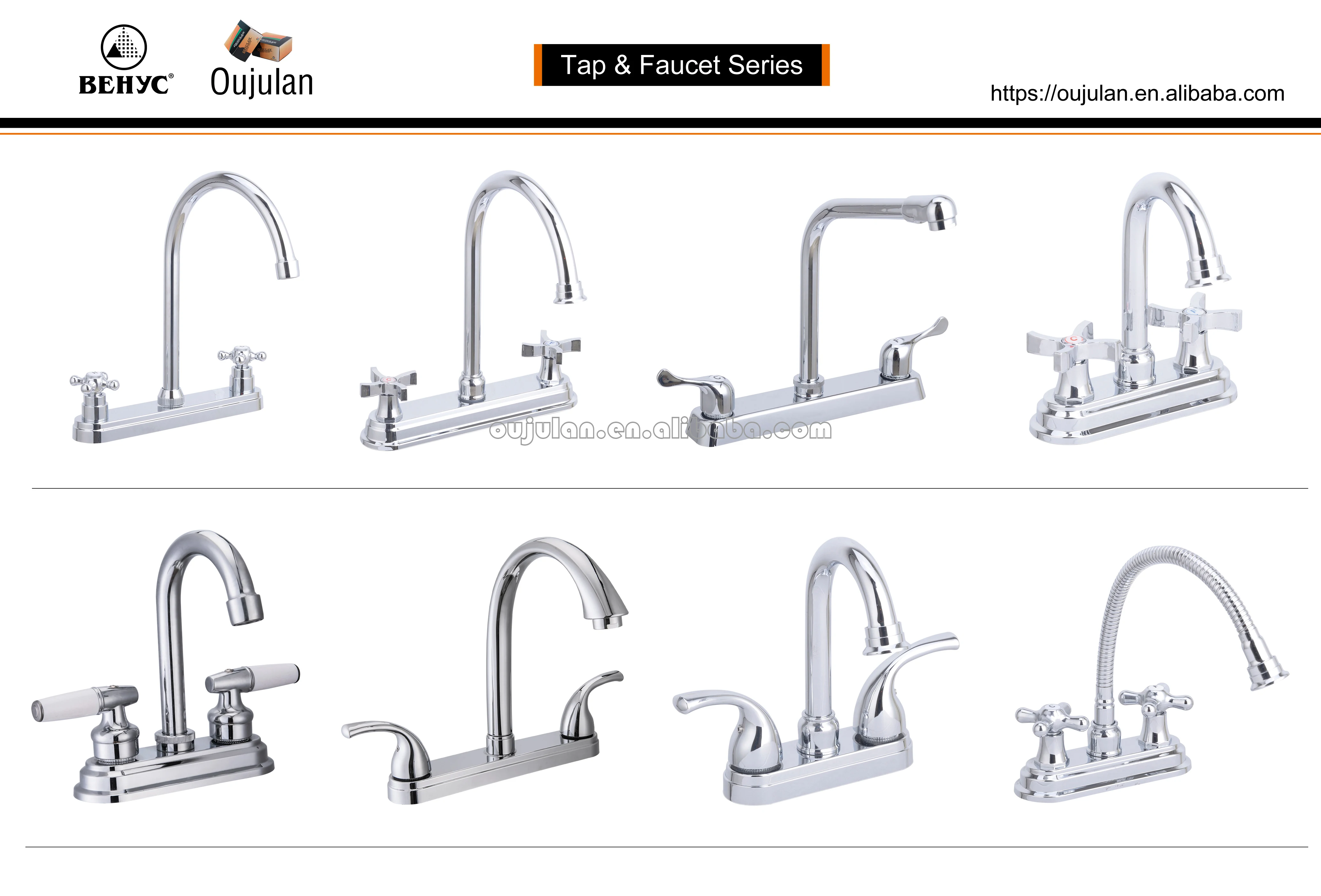 South American style faucet chrome double handle wash basin faucet sink mixer cold and hot water kitchen faucet