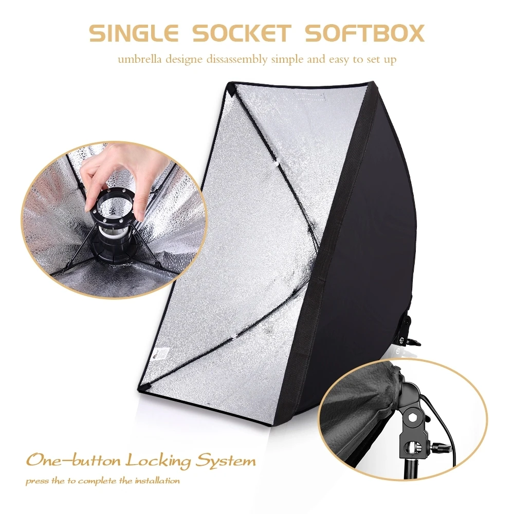 E-reise Professional Camera Photo Accessories Photography Studio Softbox Lighting Kit with 2.1m tripod