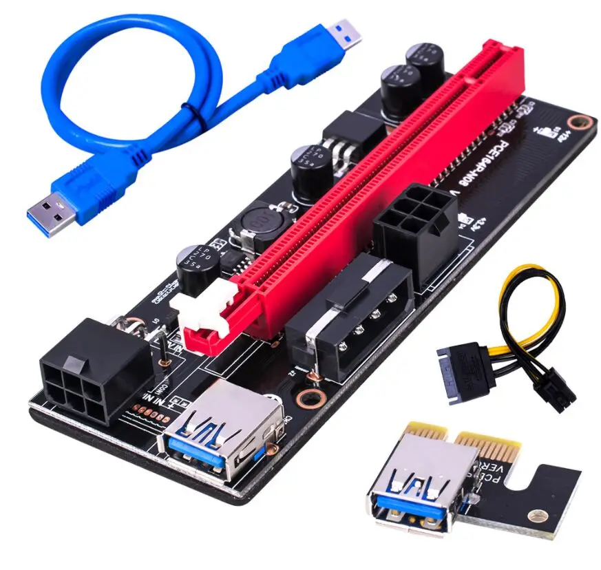 2021 VER009S NEWEST VER 009S PCI-E 1X to 16X LER RISER 009 CARD EXTENDER PCI EXPRESS ADAPTER USB 3.0 CABLE POWER