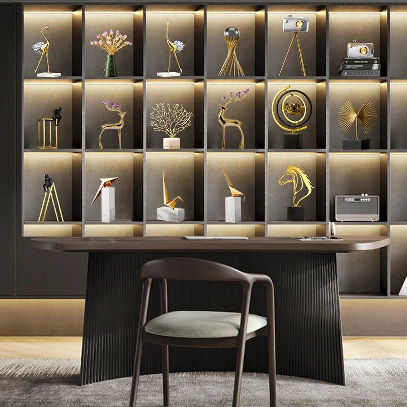 Modern abstract nordic golden iron metal home sculpture interior decoration items