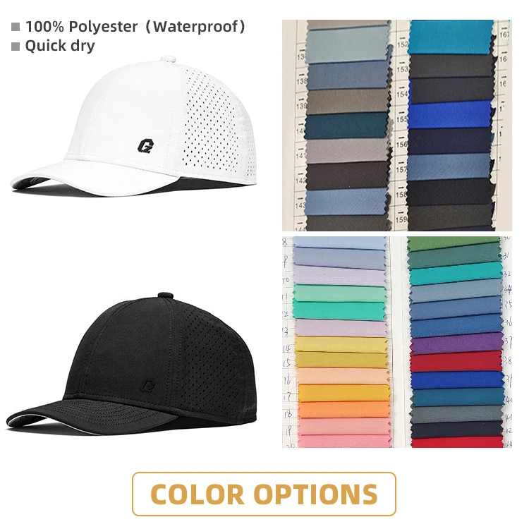 Bsci Breathable rubber waterproof Sport performance Mesh polyester Laser Cut Hole Perforated Golf Hat custom Blank baseball cap