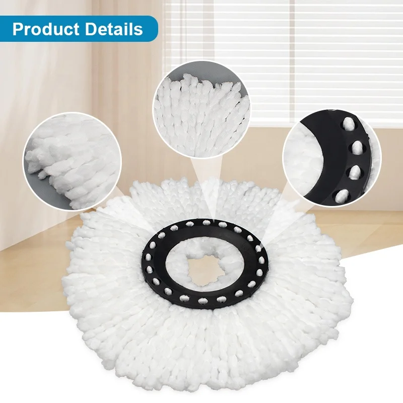 China Popular 360 Rotary Spin Mop Cloth Kitchen Cleaning Lightweight Hardwood Floor Mop Pad