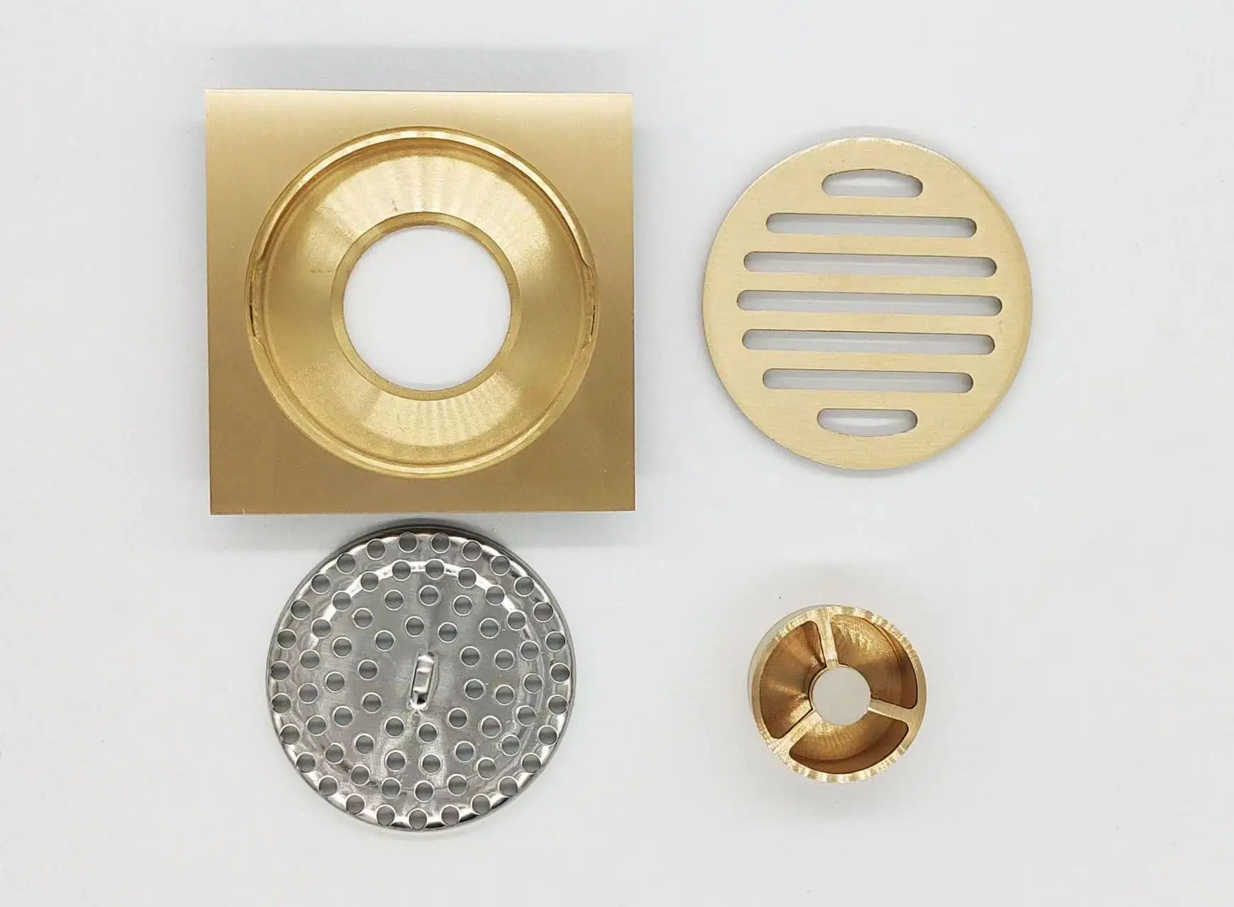 Modern Brushed Gold Balcony 4-inch Square Odor-proof Floor Drain Factory Price Brass Floor Drain Drains