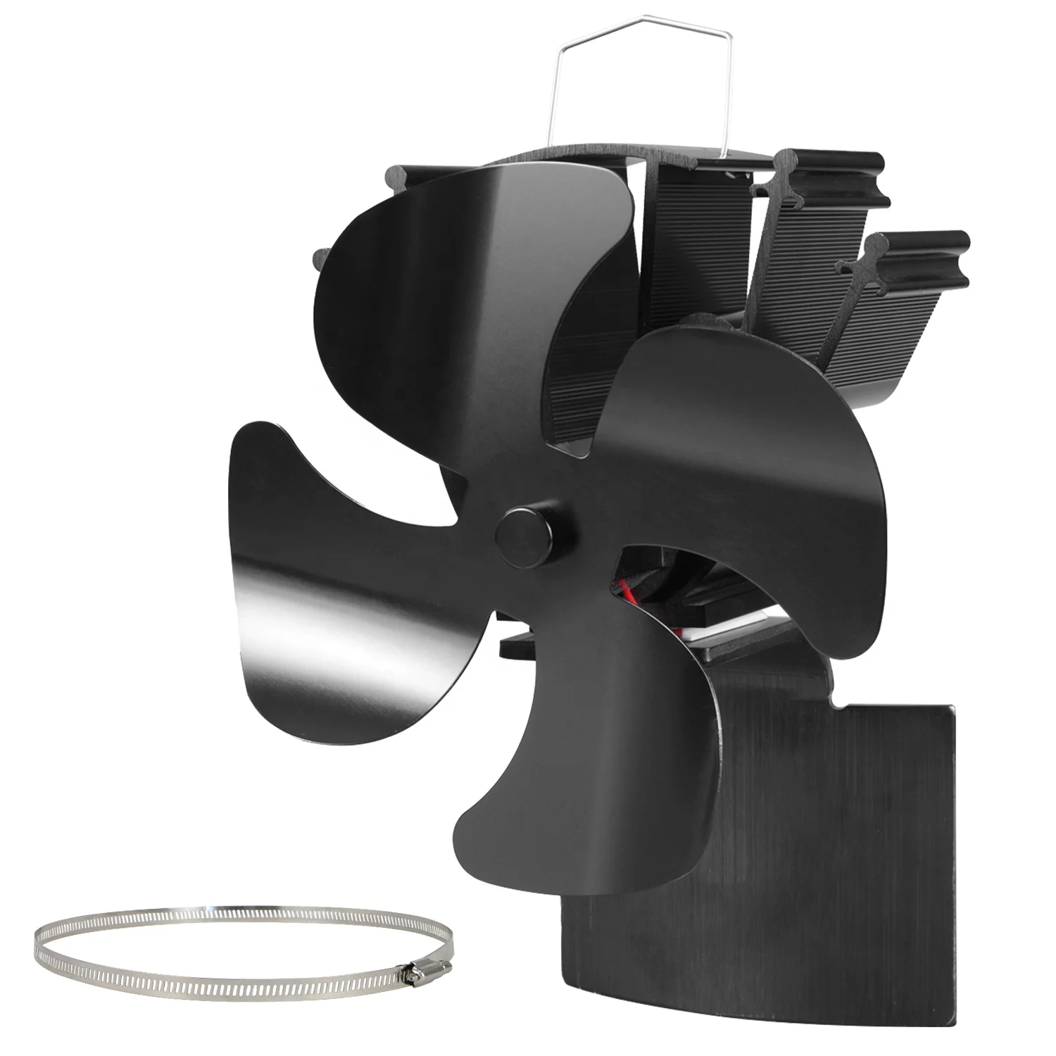 4 лопастных дымовых труб подвесные каминные вентиляторы для домашней дровяной печи тихая внутренняя плита аксессуары распределения тепла-черный