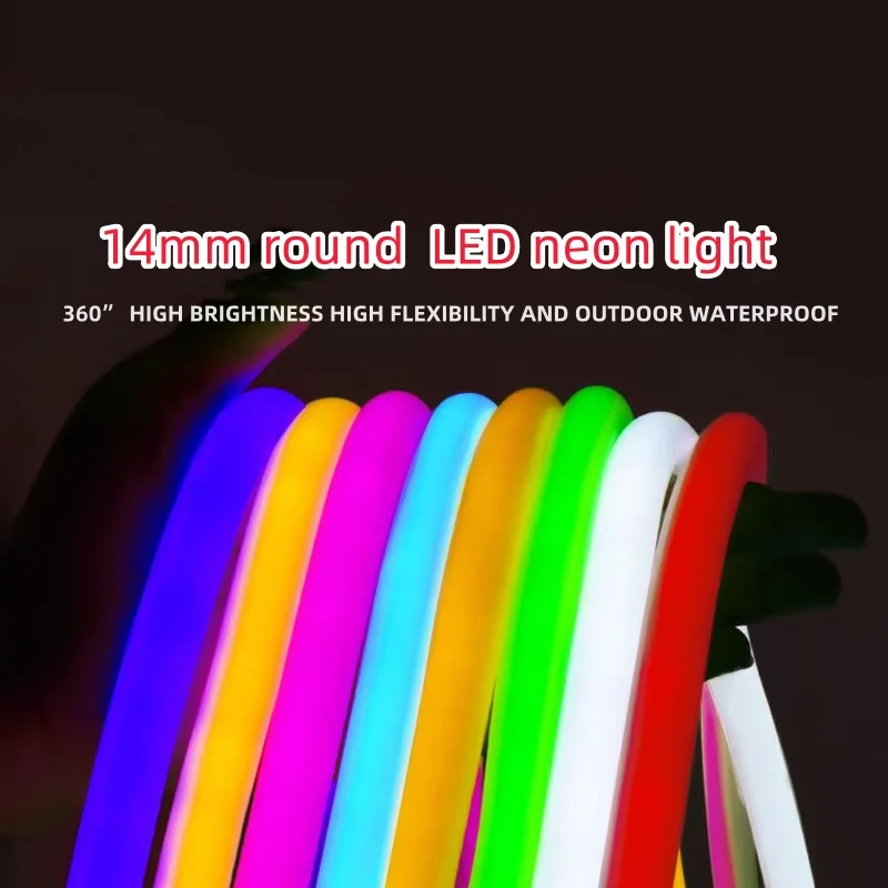 round flat 220v 360 degree round flex led neon strip light ip67 waterproof outdoor lighting