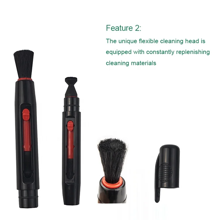 Black Small Double Head Retractable Camera Cleaning Pen With Computer Keyboard Brush Screen Cleaner