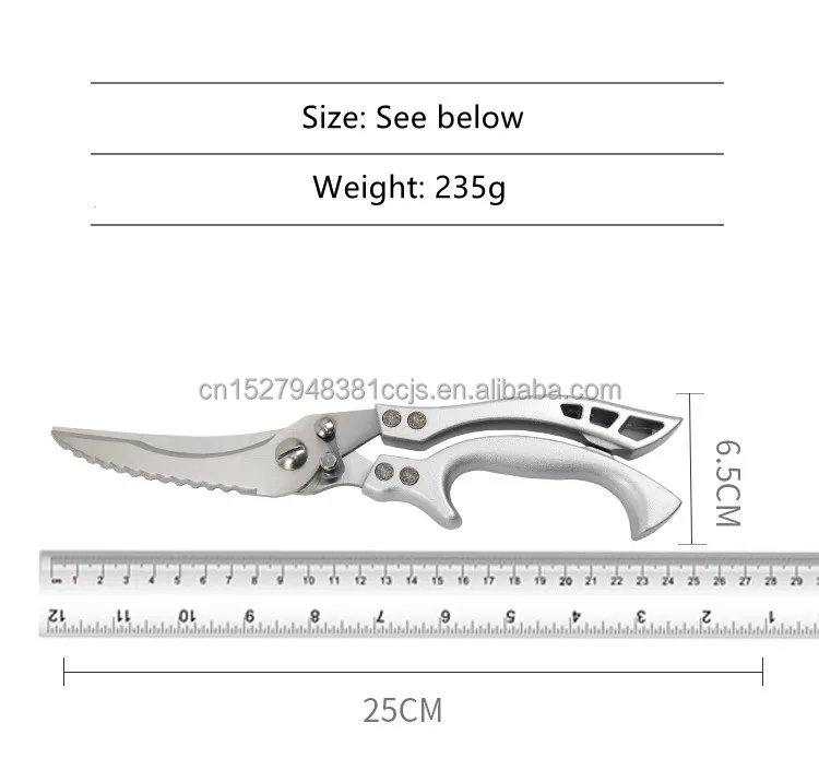 Multi function Kitchen Shear 3Cr13 Stainless Steel Scissors Cut Chicken Poultry Fish Meat Vegetables Self locking