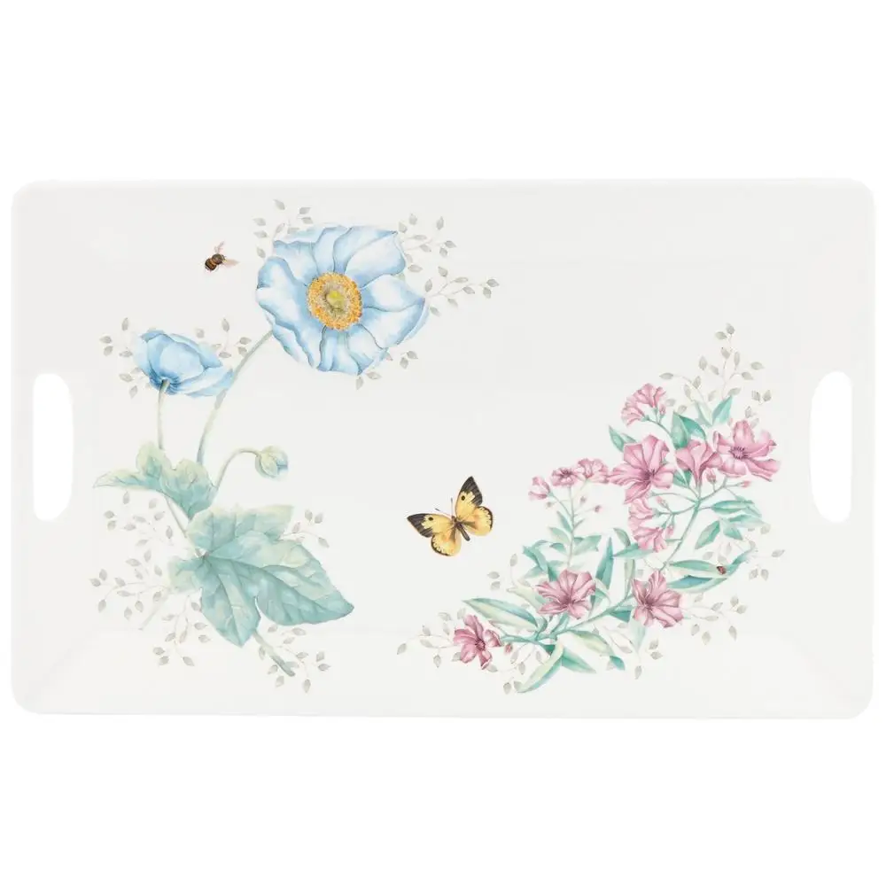 Spring Butterfly and Flower Design Non-toxic tasteless Melamine Serving Tray for Food