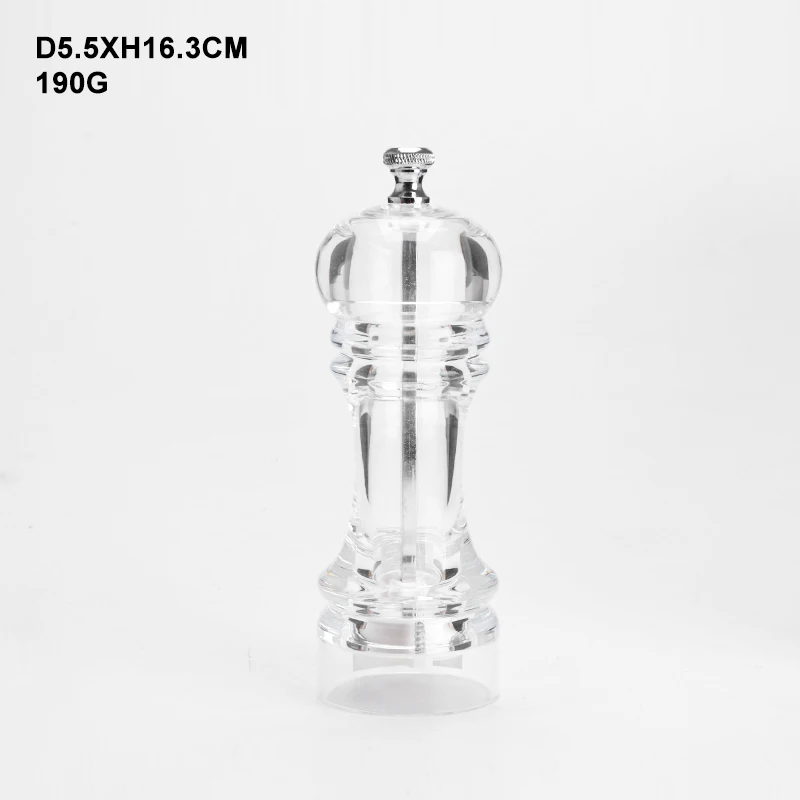 Amazon Hot Sale Transparent Acrylic Spice Bottle Mill Kitchen Manual Hand Salt and Pepper Grinder