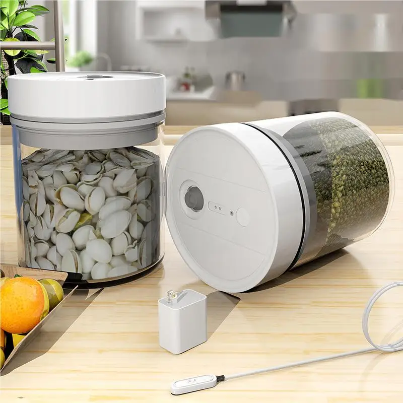Eco friendly kitchen vaccum storage 700ml high borosilicate airtight glass jar Automatic suction valve lid