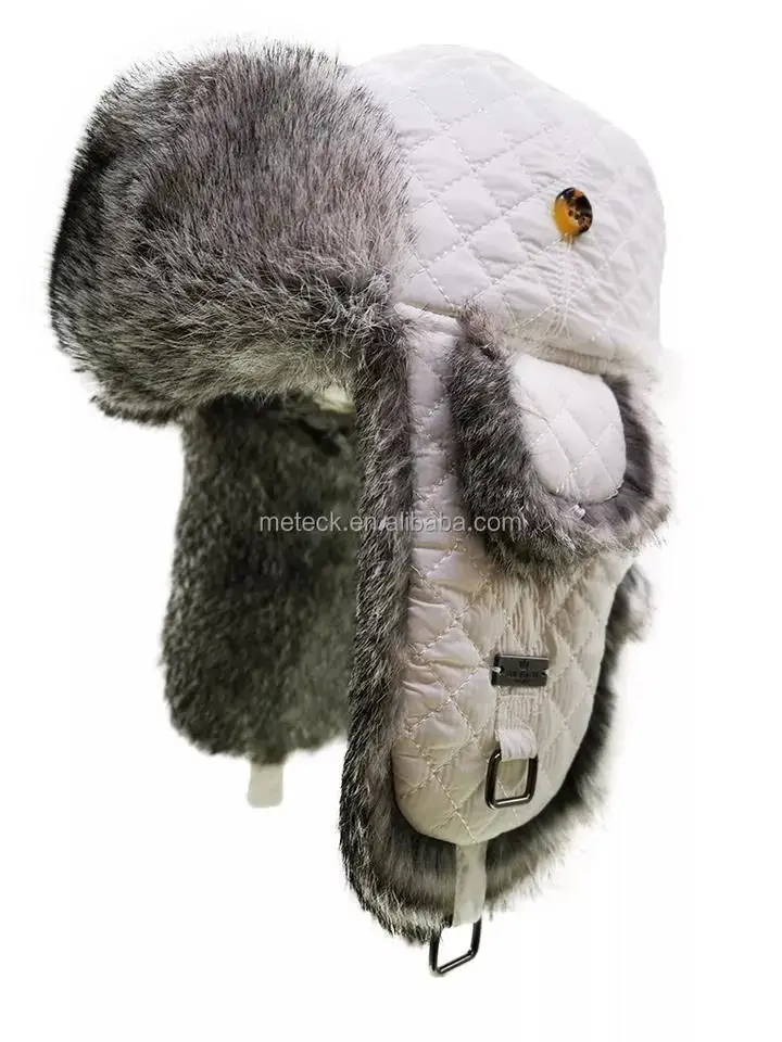 Hot selling Custom Nylon Aviator Bomber Trapper Hat with Earflap ushanka fur hat For Outdoor russian fur hat Trapper