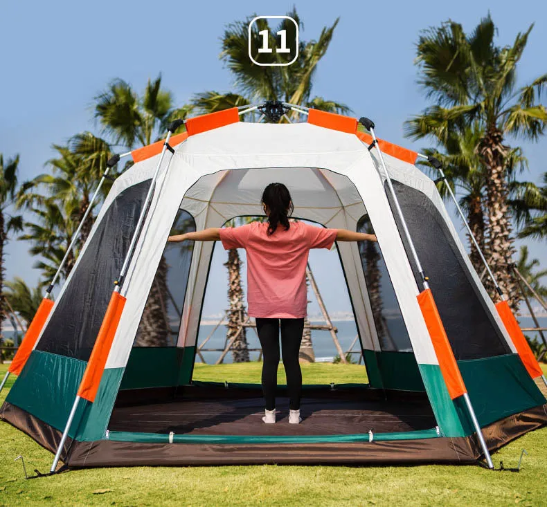 Outdoor automatic speed-opening 3-4 people 5 people double-layer sunscreen anti-rainstorm thickened aluminum pole camping Tent
