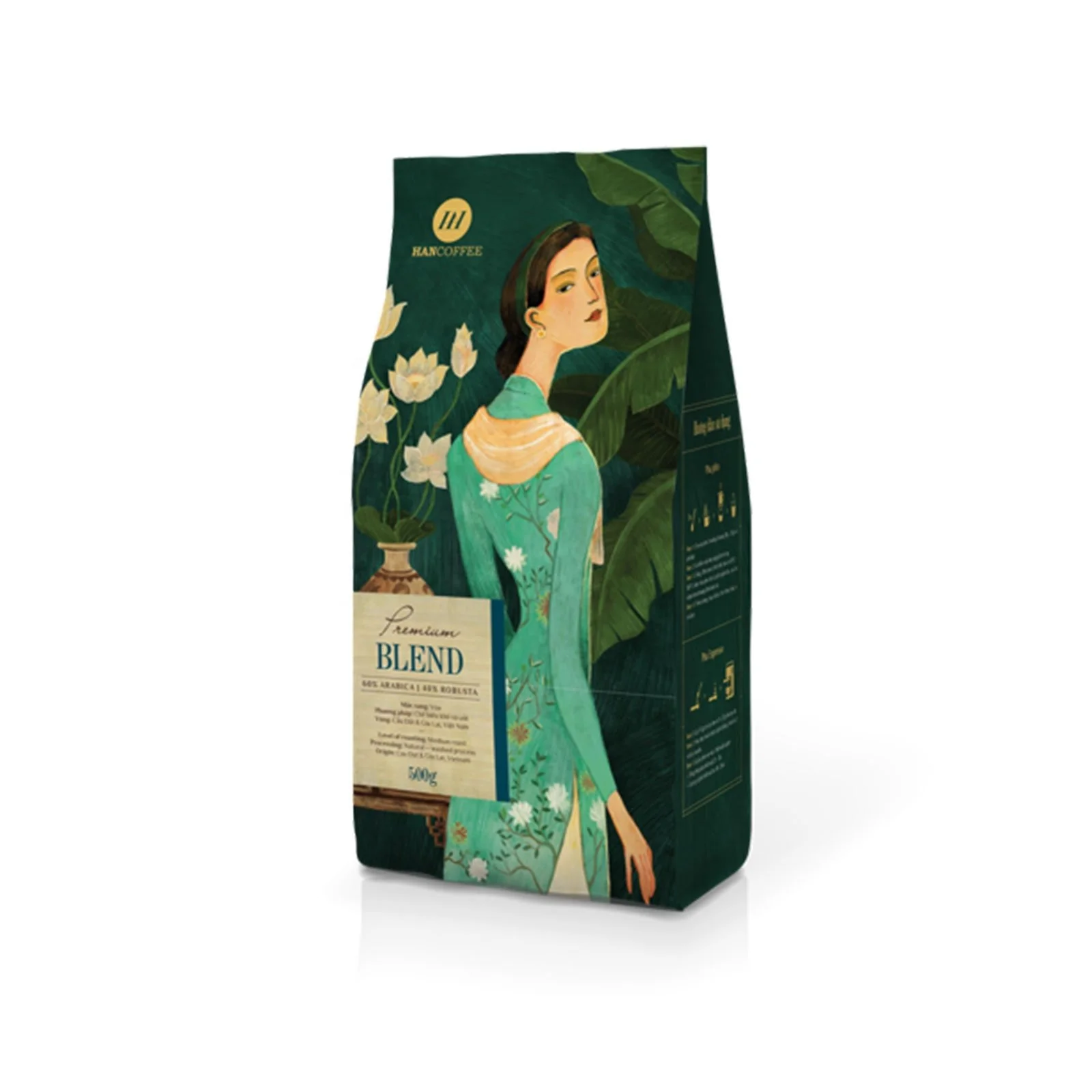  Цельнозернистые кофейные зерна в стиле вьетнамской робуста Арабика и смешанные 500 граммов от HanCoffee