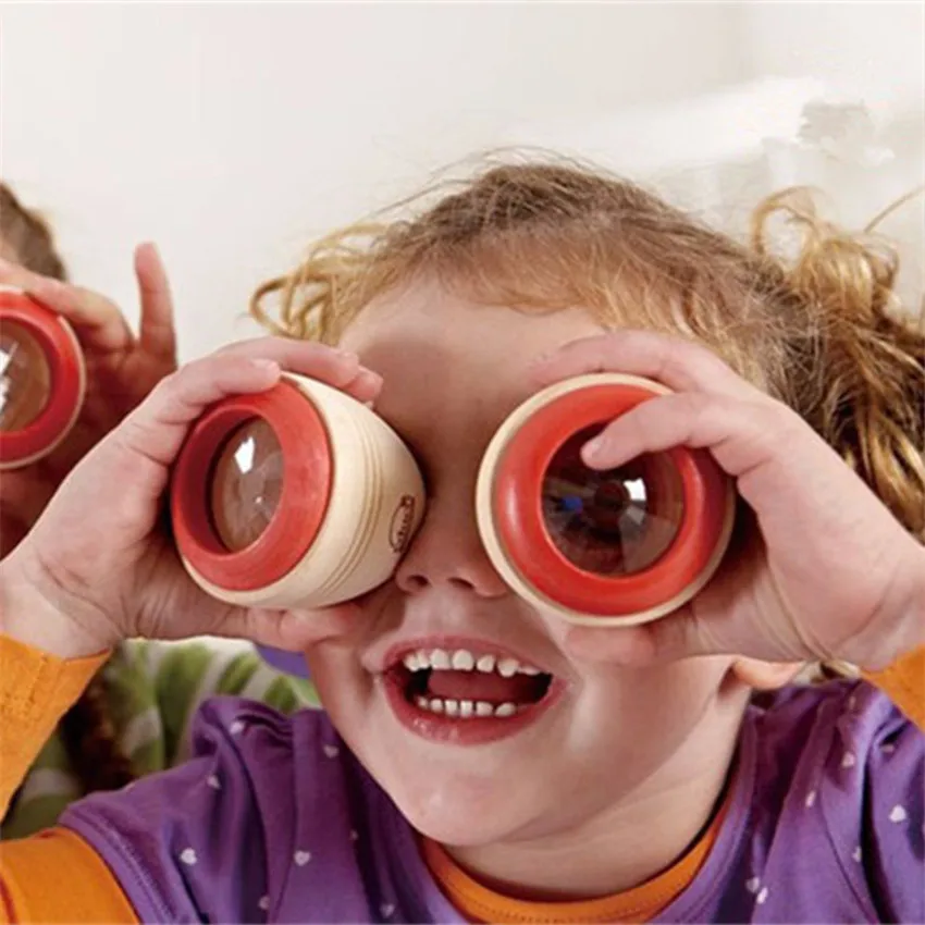 1Pcs Wood Bee-eye Interesting Effect Child Kids Toy The Prism Observation of External World Wooden Magic Kaleidoscope Explore