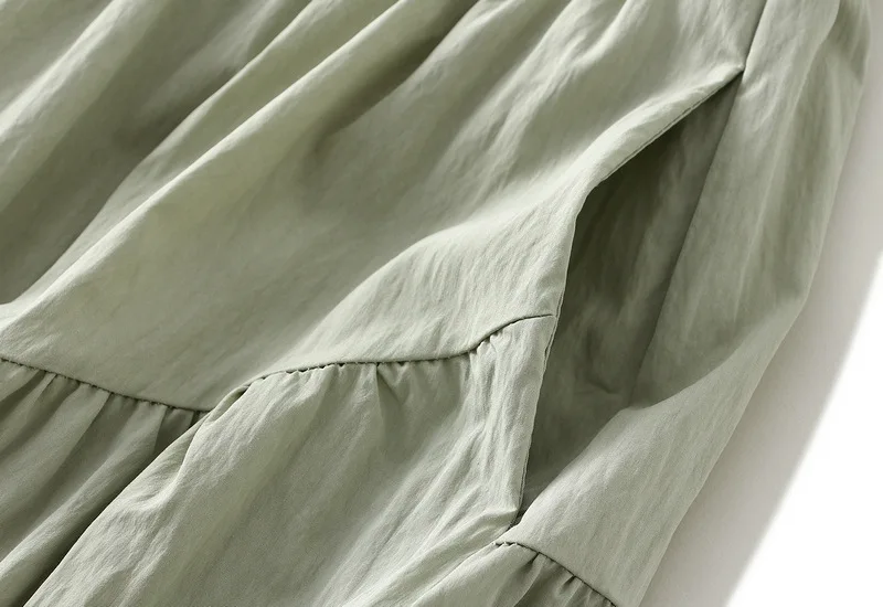 Summer Vintage Stitching Pleated Maxi Cotton Skirt