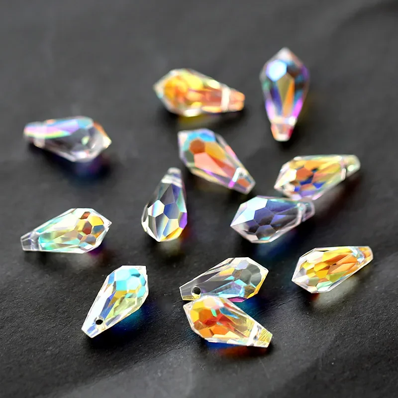 Best Sell Crystal Tear Drop Shape Beads Glass Beads  Loose Spacer Round Beads For Jewelry Making DIY multiple  Colors