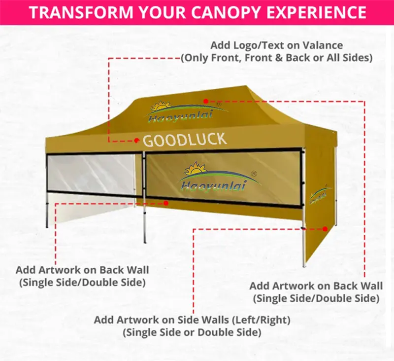 10x20 aluminium Exhibition tents with walls Custom Printing LOGO 3x6 Outdoor Folding Pop Up Canopy Tent for events