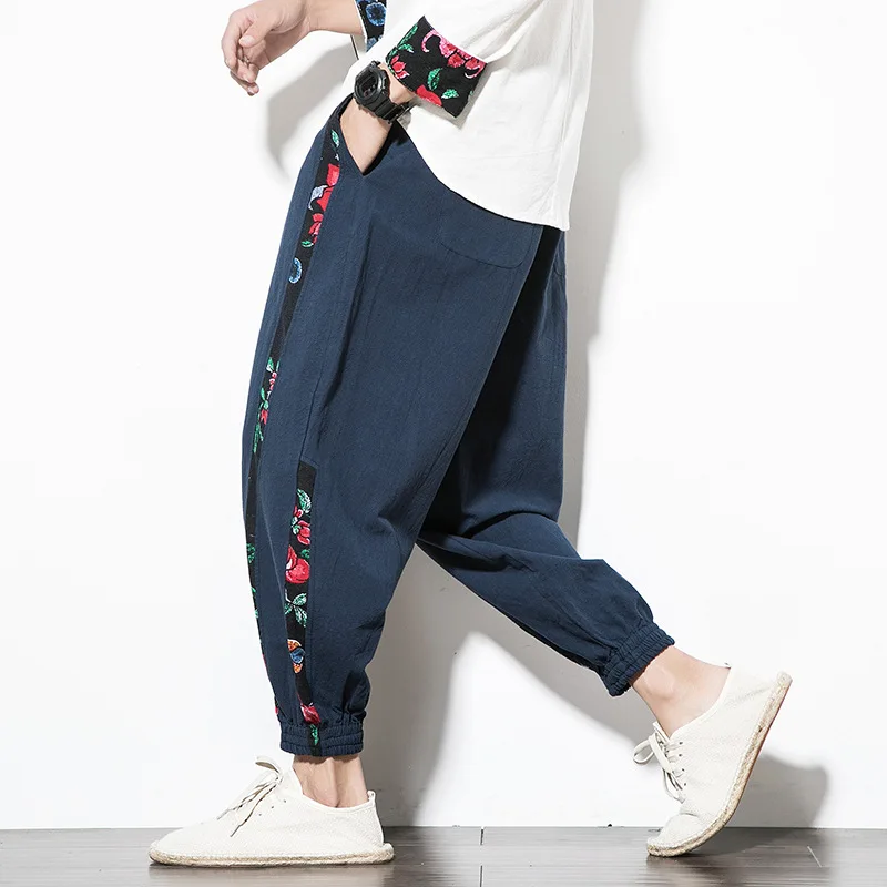 Dropship mens Harem pants high street Black mens pants loose Polycotton pants