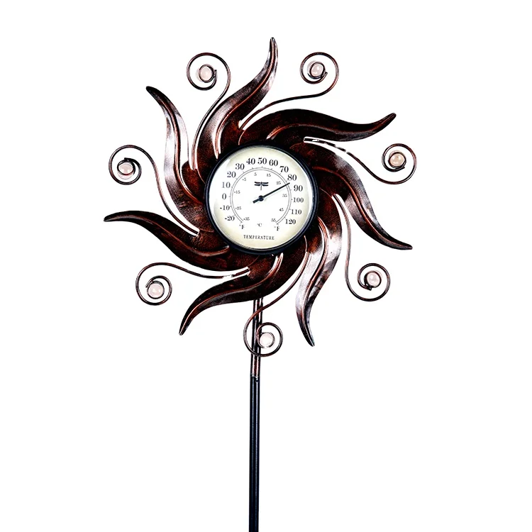 Hourpark Wholesale price garden thermometer ornament Metal copper digital display hygrometer Garden decor