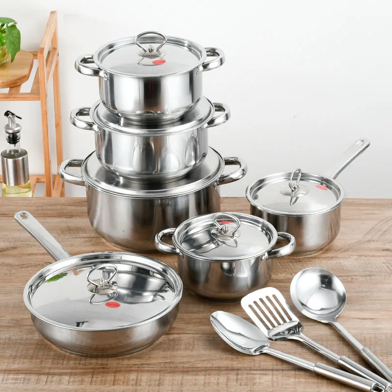 Wholesale 15 Pieces Kitchen Stainless Steel Cooking Casserole Set Soup & Stock Pots Set