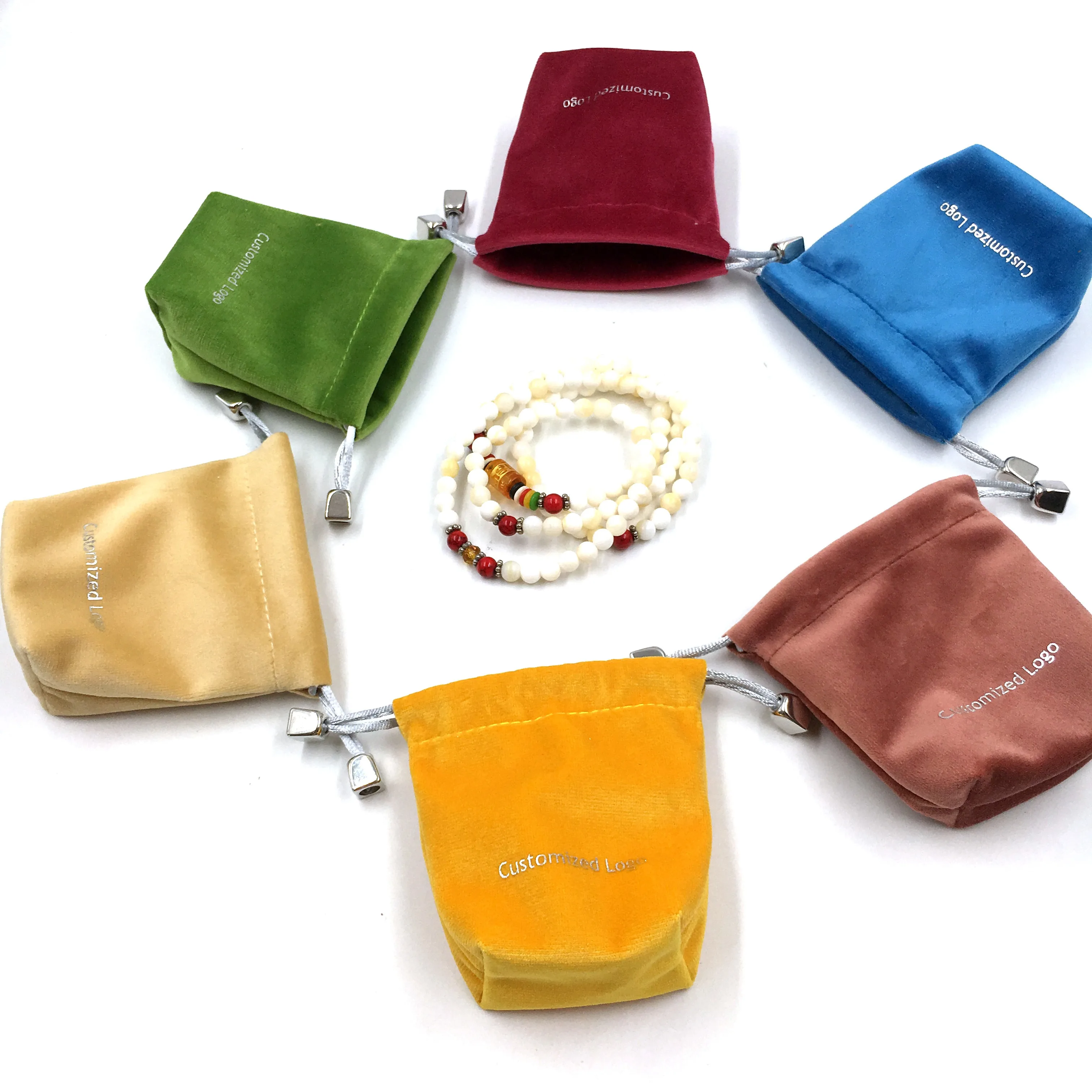 Fashion soft high quality flannel velvet pouch mini custom logo drawstring pouches for jewelry and gift