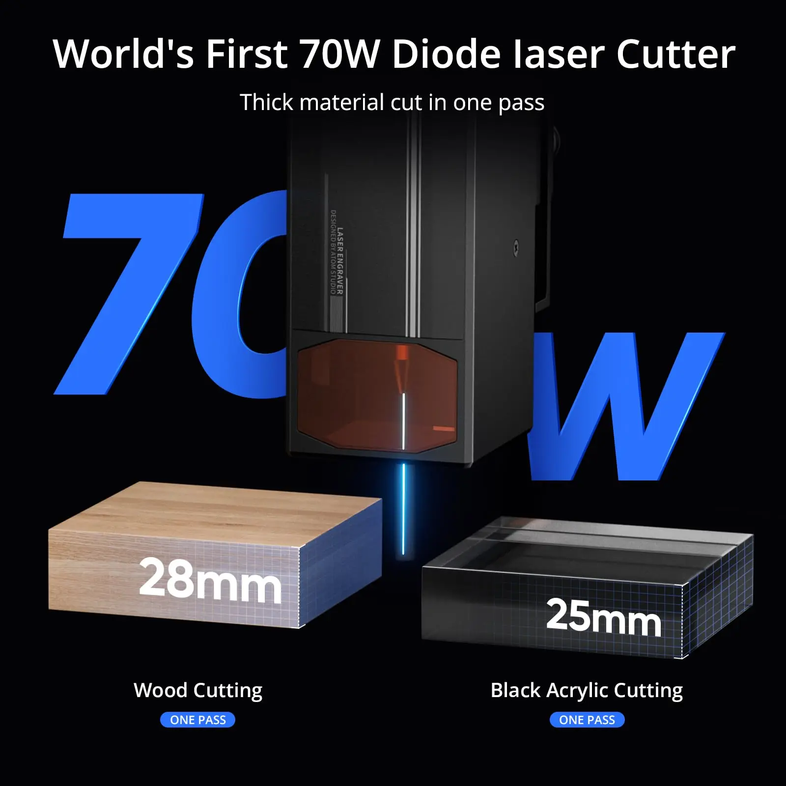 800*850mm 400mm/s Auto-Focus ATOMSTACK X70 A70 Max 70W Laser Engraving and Cutting Machine for Wood Metal Ceramics DIY Projects