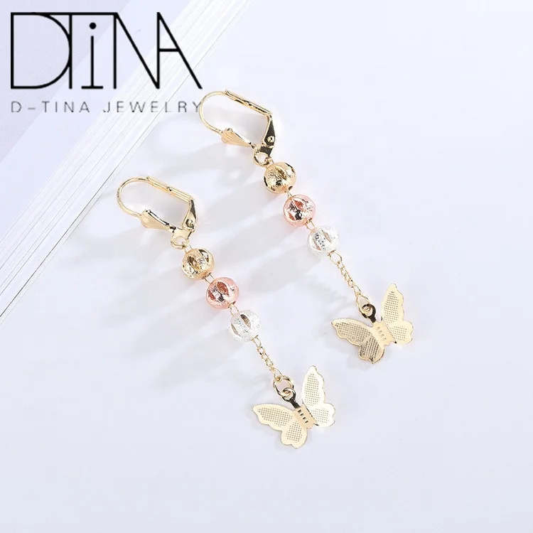 Fashion Hollow Rosary earrings Vertical Butterfly Long earrings