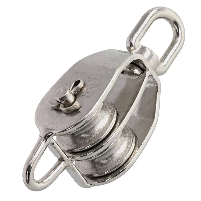 Product Customization M20 Double Pulley Block Stainless Steel Hardware Double Wheel Swivel Rigging Lifting for Wire Rope Loading