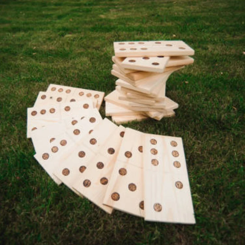 Asweets 2023 Outdoor Wooden Custom educational toys Domino Set 28Pcs Blocks Big Domino run Toys For Kdis
