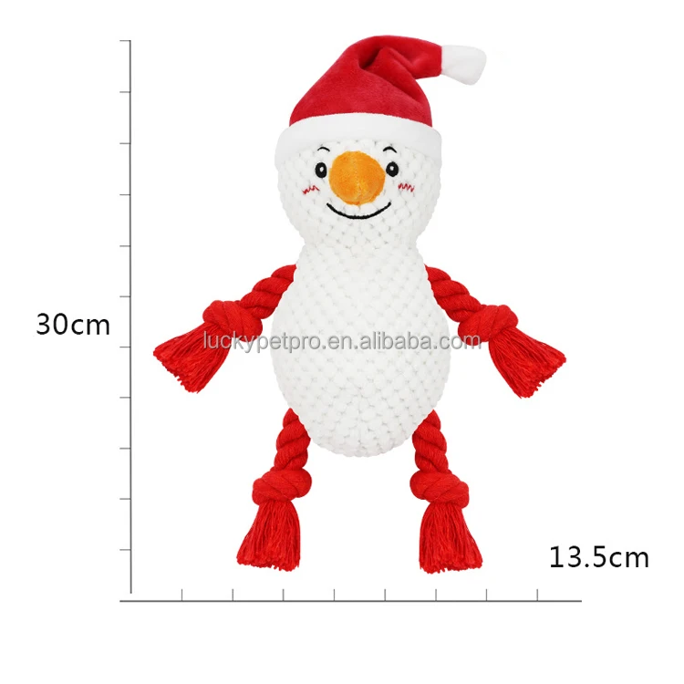 3 Pack Dog Christmas Toys Santa Reindeer and Snowman stuffed Squeaky Plush Interactive Durable New Year Dog Chew Toys