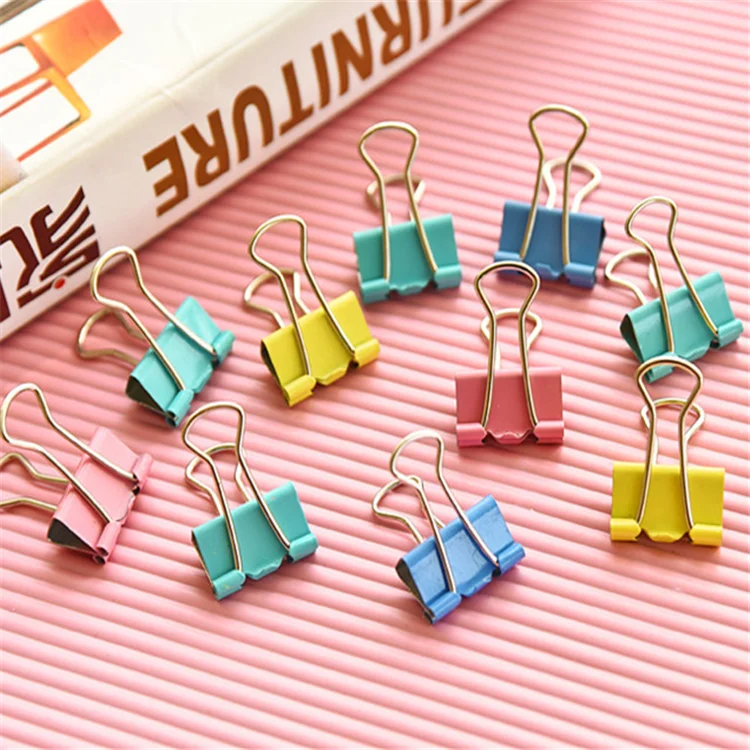 Universal office stationery colours 40pcs/box metal paper clip binder clip for office school