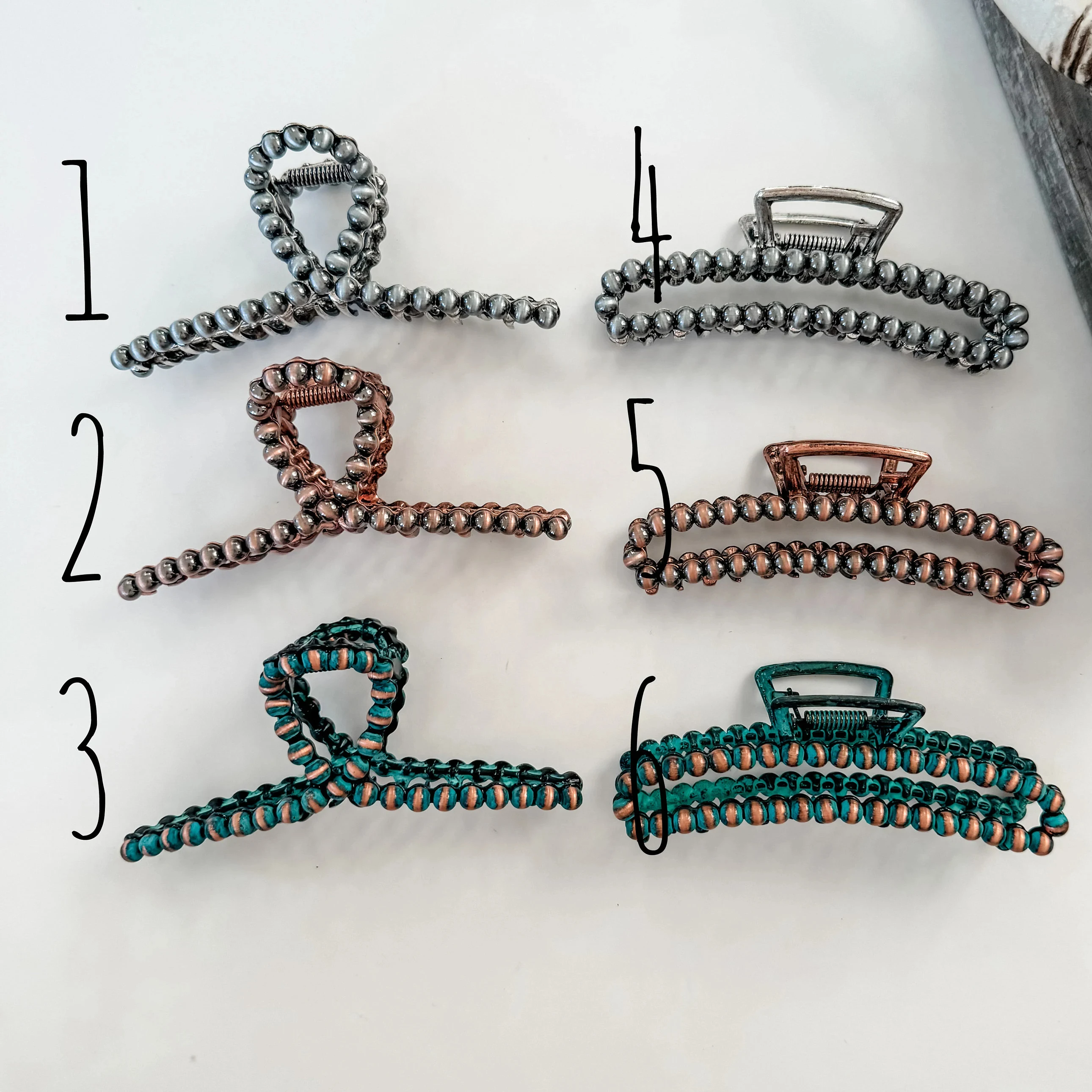 Custom 2024 Western Hair Clip Claw 4mm Navajo Pearl Bead Clips for Woman Gift