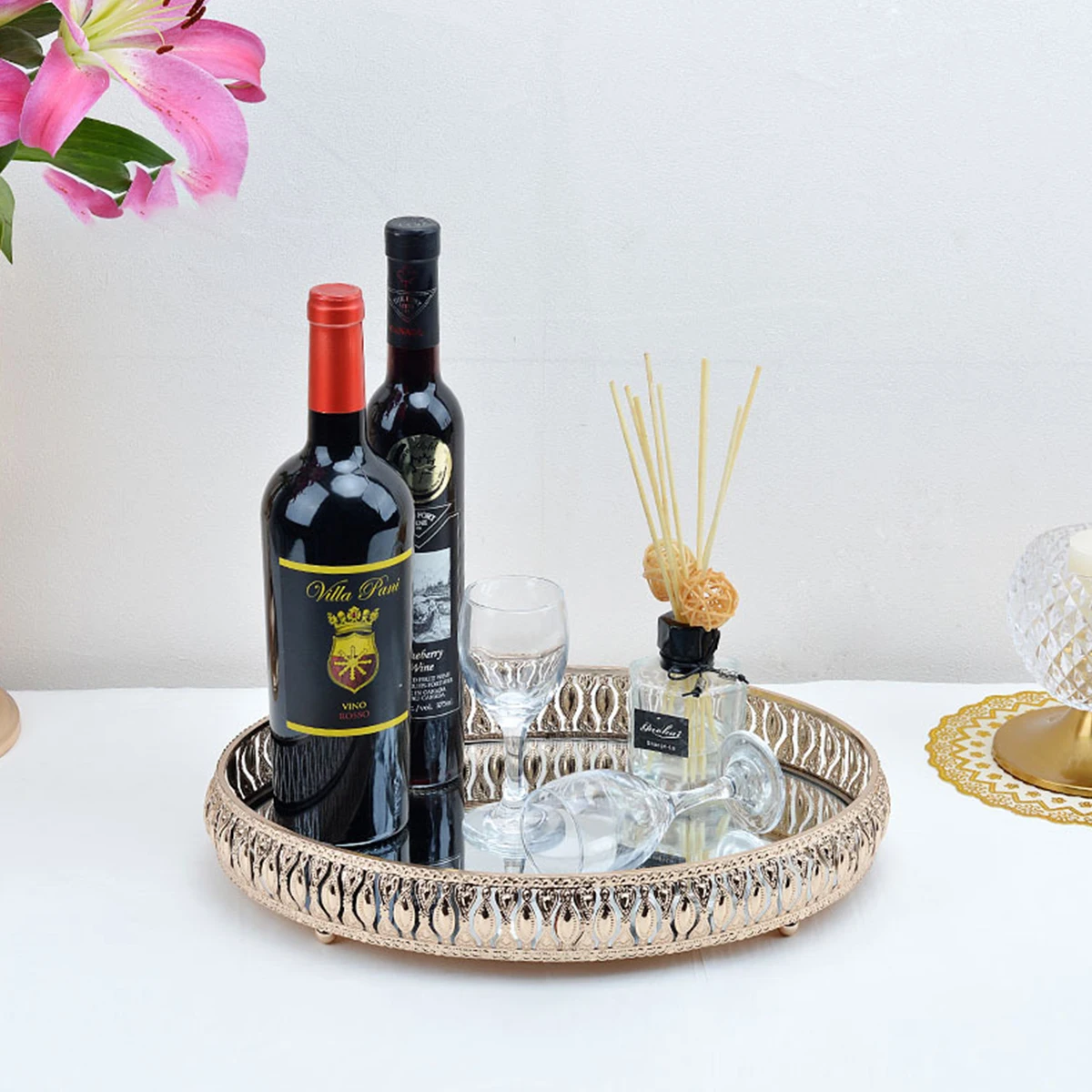 Iron Art Glass Fruit Plate Dried Fruit Cake Display Rack for Wedding and Halloween Decoration for Dessert Table