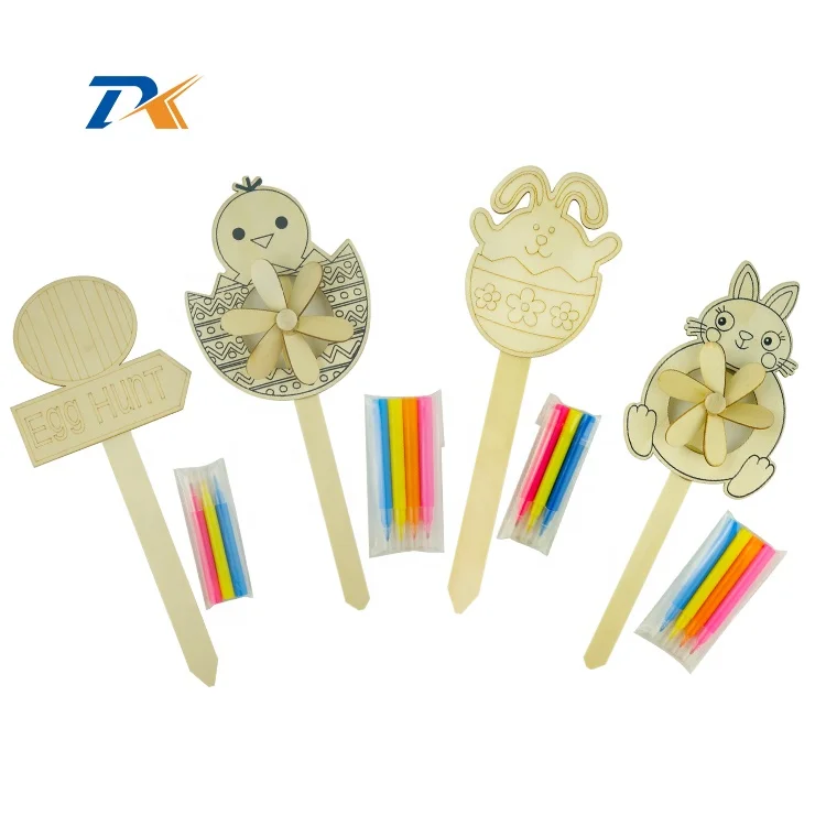 5pcs DIY wooden painting kit for easter wooden hanging signs