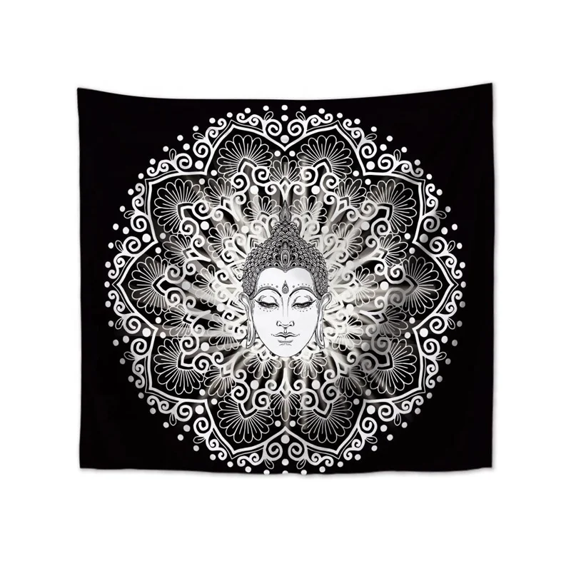 
High Quality Buddha Meditation and Lotus Bedspread Tapestry Wall Hanging 