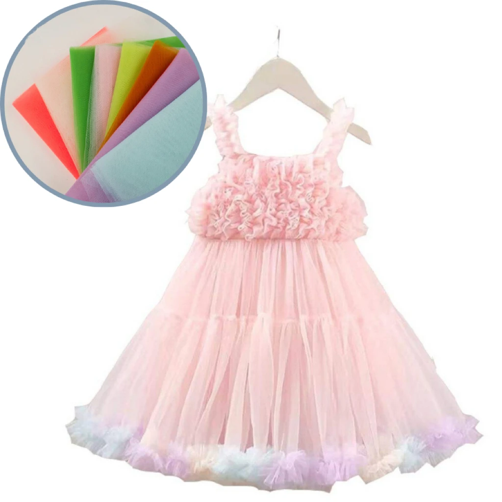 Polyester Tulle Pink Mesh Fabric For Wedding Toy Fabrics