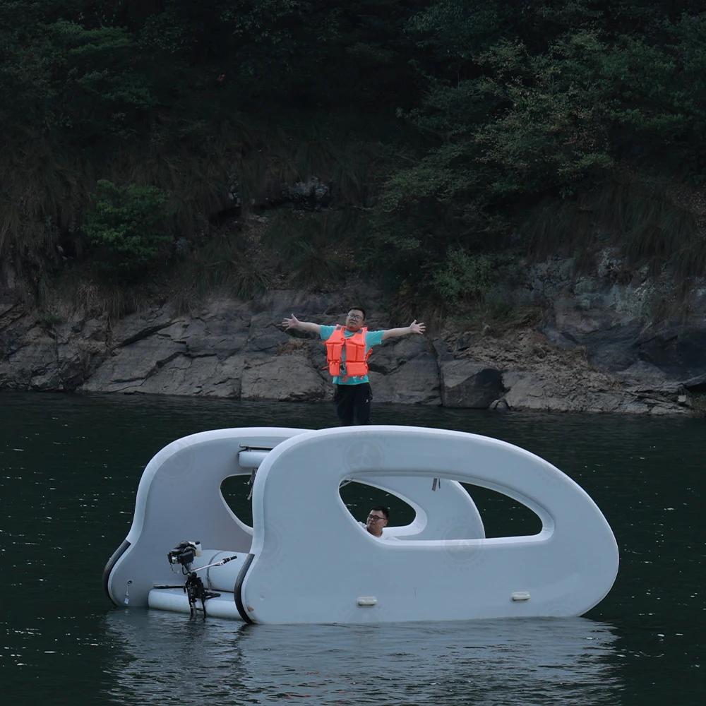 Luxury Electric Boat 4.5 Floating Pontoon Family Party Boat Catamaran Inflatable with Motor