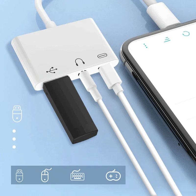  Адаптер Lightning USB OTG для камеры USB-концентратор 3 5 мм разъем наушников адаптер