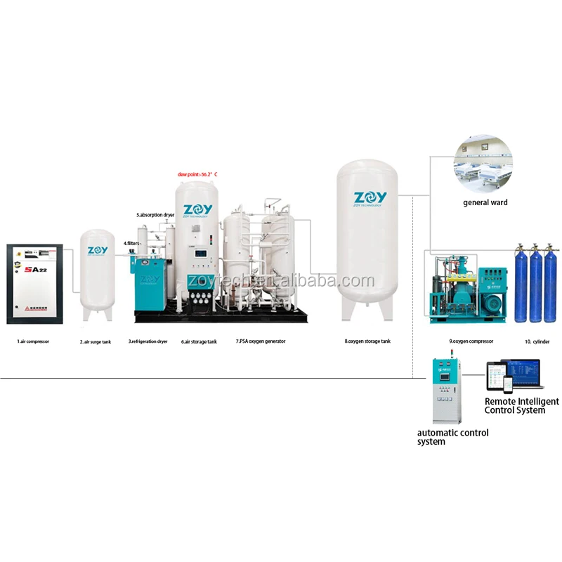 ZOY 20-30Nm3/h PSA oxygen generator production with purity of 95% low carbon and energy saving