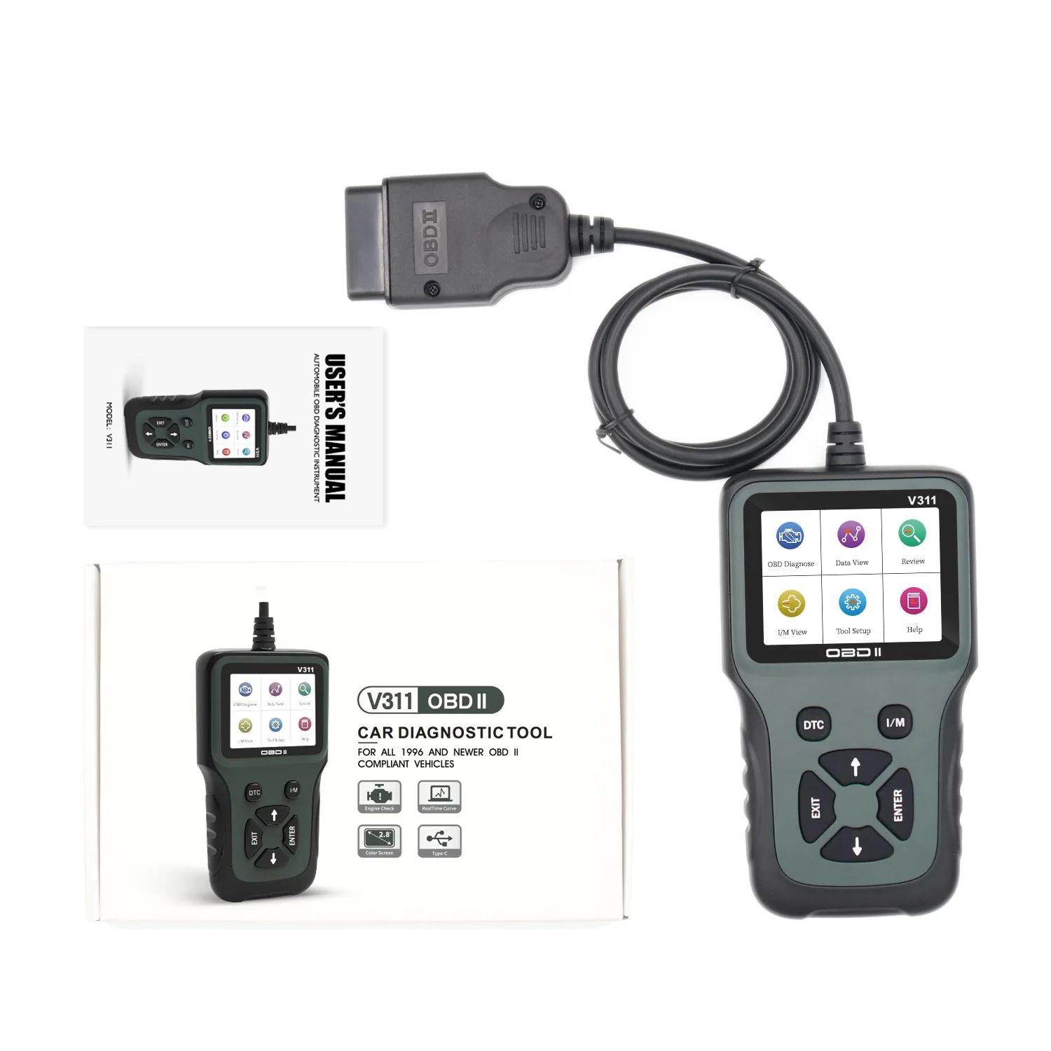 Automobile Fault Diagnosis Instrument Engine Detection Reading Card Handheld Automobile Detection Tool Obd2 2024
