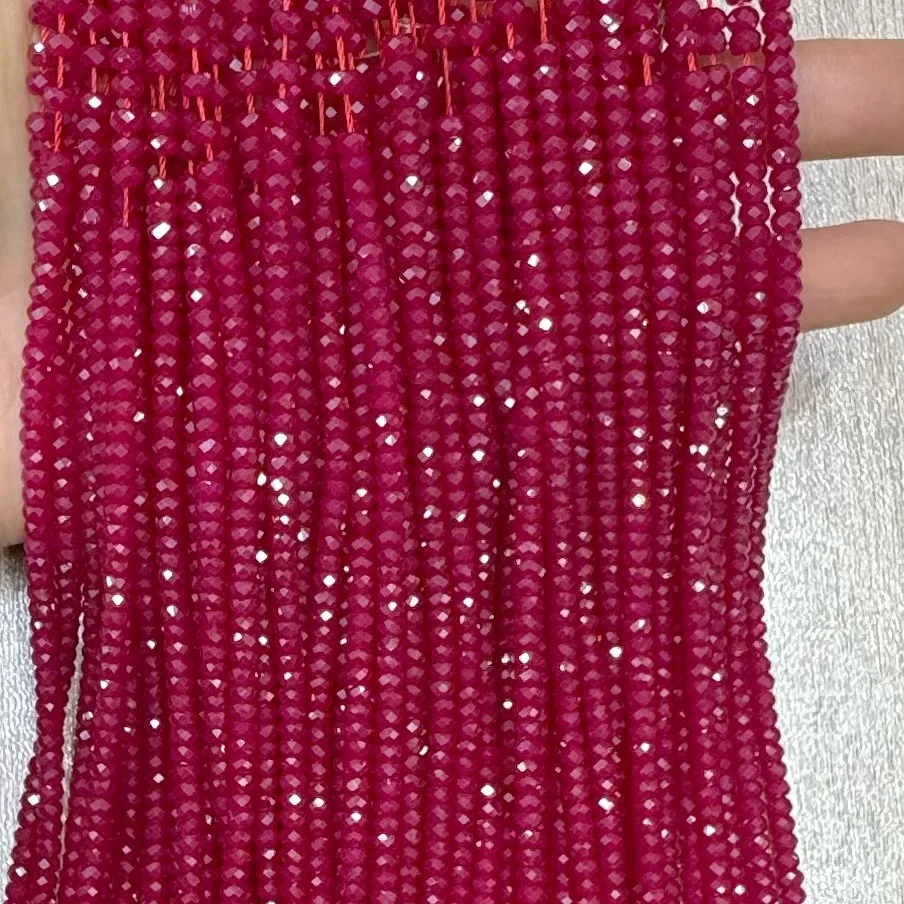 Wholesale Cheap Price Faceted Cube Stone Ruby Corundum 2mm Seed Bead Strand For DIY Necklace Bracelet Beading Accessories